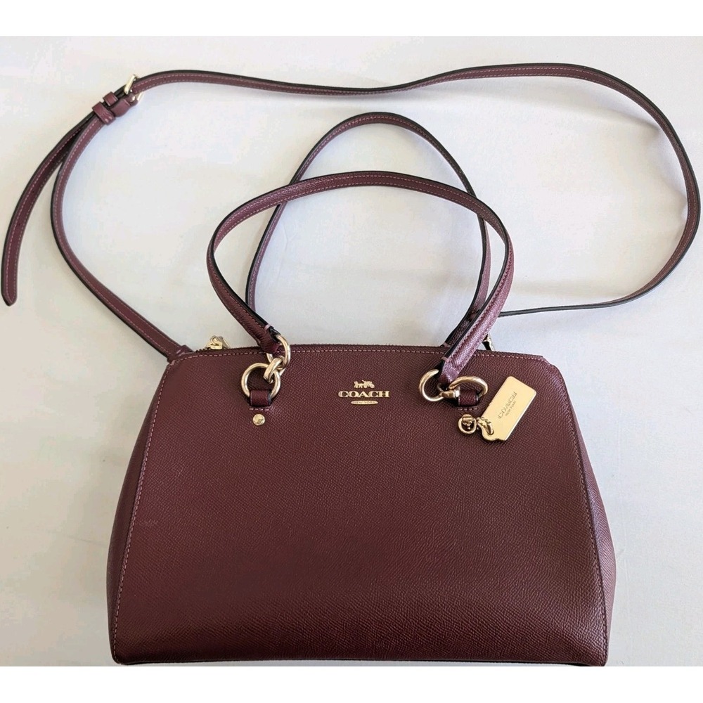 Coach 76938 Burgundy Crossgrain Leather Prairie Satchel Crossbody BagEUC
